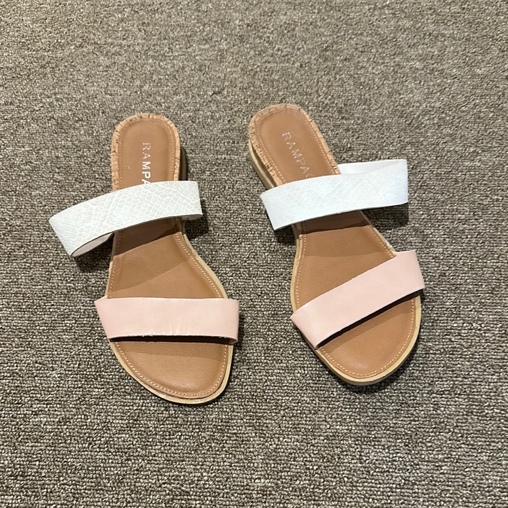 Rampage White and Pink Sandals Minimalist Slip-On